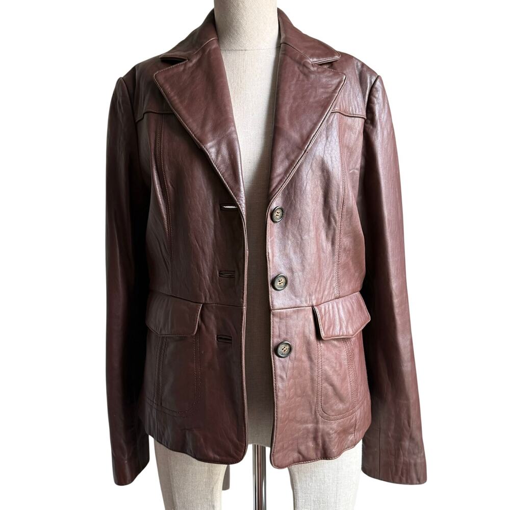 Colebrook Essentials Chocolate Brown 100% Leather Jacket Womens M
